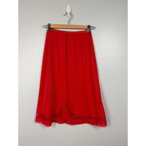 Lorraine Slip Women's M Red Lace Trim Half Slip Skirt Lingerie Loungewear EUC